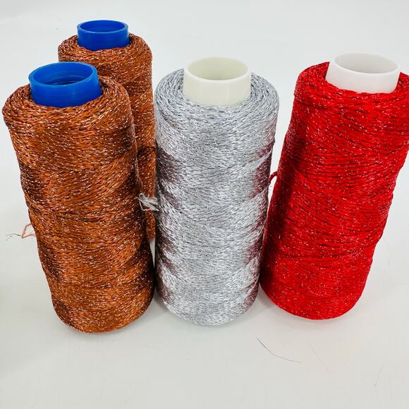 Karat Skacel Collection Sparkly Metallic Rayon Polyester DK Red Copper Silver - Picture 7 of 7